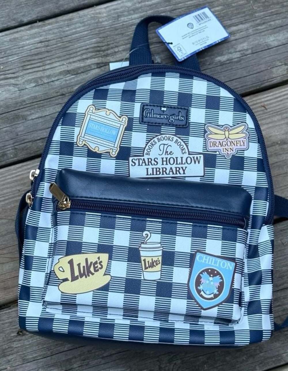 Gilmore Girls Blue and White Gingham Mini Backpack - Picture 2 of 3